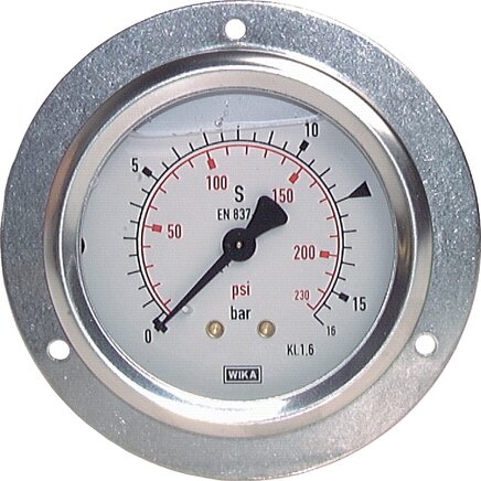 Exemplarische Darstellung: Glycerin-Einbaumanometer, Frontring, Ø 63